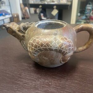 Antique Stone Carved Dragon Teapot